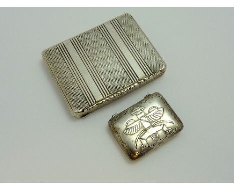 AUSTRO-HUNGRIAN SILVER TABLE SNUFF BOX, marked with Dog Head and K.T.A, together with a small Astec silver box (2) 