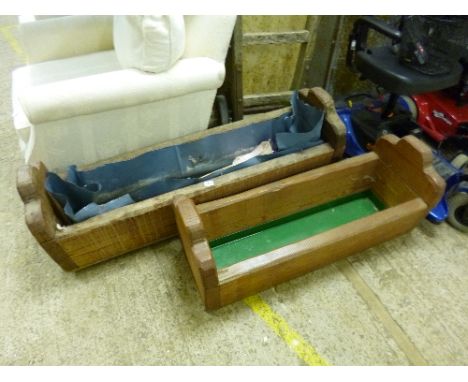 A WOODEN PLANTER, and a matching smaller planter (2)