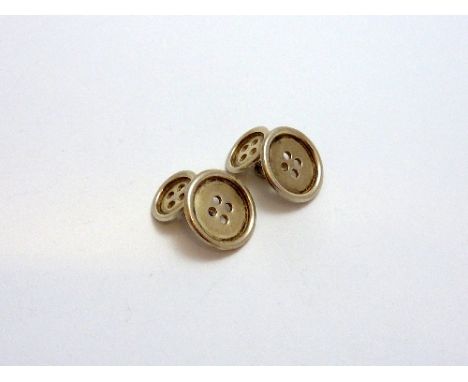 A PAIR OF BUTTON CUFFLINKS, stamped 925
