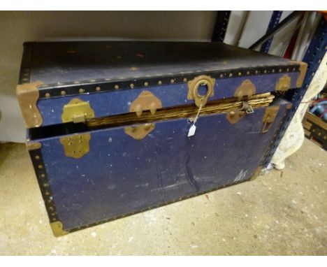 A LARGE TRUNK, and a wicker basket (2)