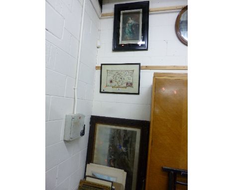 A QUANTITY OF VARIOUS PICTURES, including hunting prints, unframed watercolours etc