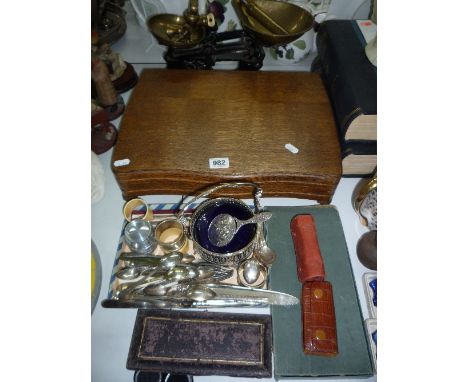 VARIOUS MISCELLANEOUS ITEMS, part canteen, flatware, scales, opera glasses etc