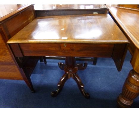 A 19TH CENTURY MAHOGANY SOFA TABLE, with drawer (s.d.)