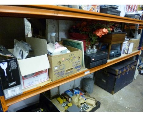 A QUANTITY OF MISCELLANEOUS, including a Black and Decker drill, light fittings etc