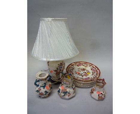 VARIOUS PIECES OF MASONS POTTERY, to include a 'Mandalay Red' lamp base with shade (12)