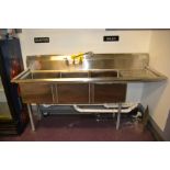 Stainless Steel 3-Compartment Sink with Right Hand Drain Board