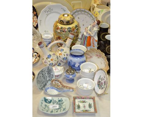 Ceramics - a  Staffordshire flatback 'Soldiers Return'; a Brussels Porcelain Chantilly Sprig pattern plate; another, similar,