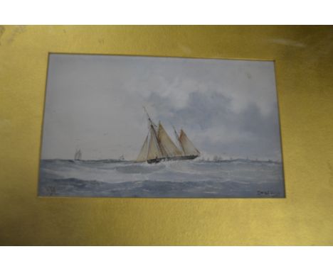 English School (19th century)
Sailing Boat in Choppy Waters
signed with initials, K H, Xmas 1896, watercolour, 10.5cm x 19cm