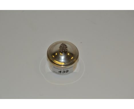 A modern silver cylindrical trinket pot and cover, cone finial, 2.6oz