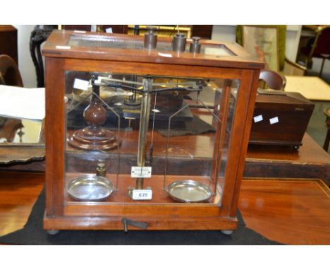 A set of Philip Harris and Co, Birmingham precision scales, glazed case