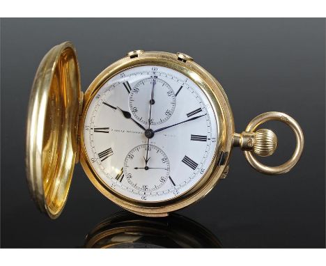 Impressive 18 carat gold diamond set repeater hunter pocket watch chronograph, Thomas Wordley, 1 St Swithin's Lane, London, N