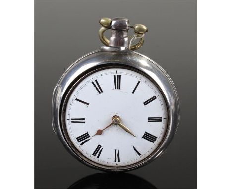 George III silver pair case pocket watch, maker J Roberts, London, No 8660, case assayed for London, 1812, the outer pair cas