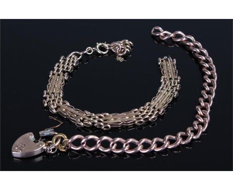 Two 9 carat gold bracelets, the first with long links, the second with chain link, total weight 21.5 grams