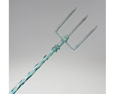 19th Century glass toasting fork, with twist stem and fork prongs, 41.5cm long