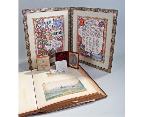 An early to mid 19th Century watercolour album, painted by Mrs Sneyd, the album with scenes in England, Wales, Germany, in pe