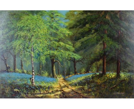 W F Burton, (contemporary) Magic of Spring, Friday wood, signed oil on board, titled to the reverse, 60cm x 40cm excluding th