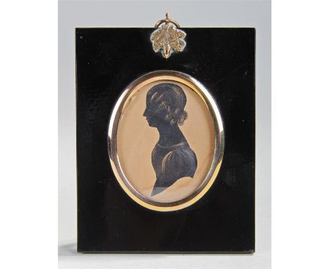 W Seville (1818-1845) silhouette, of Mrs M E Smithley facing left, curled hair, 7cm high excluding frame