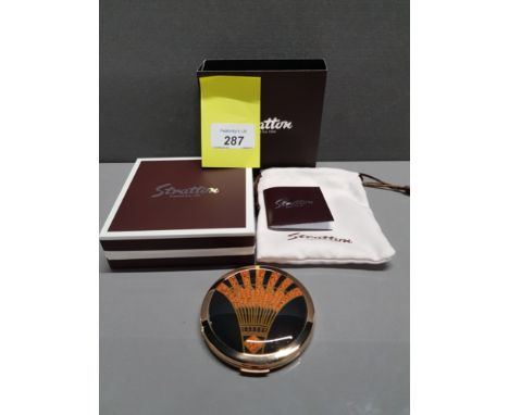 STRATTON ART DECO POWDER COMPACT WITH CARRY POUCH AND ORIGINAL BOX