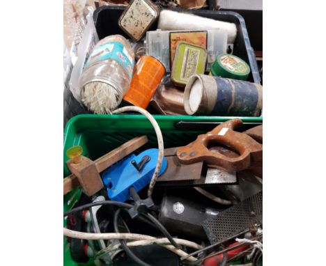 2 BOXES OF ASSORTED TOOLS INC SAWS ETC