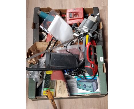 2 BOXES OF TOOLS INCLUDES MINICRAFT VARIABLE SPEED TRANSFORMER AND POWER TOOLS ETC