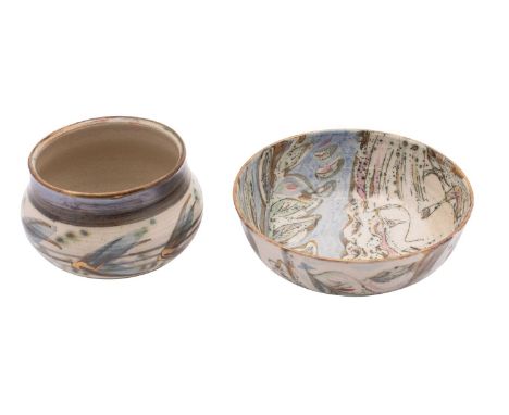 *Rachel May nee Forrester [b. 1989] two stoneware bowls one decorated to the interior with a female portrait, the companion w