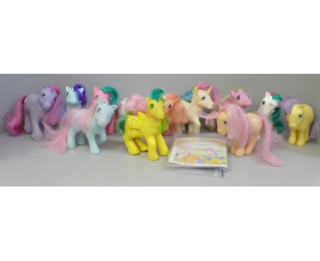 Twelve original 1980s My Little Pony toys, leaflet and ribbon 