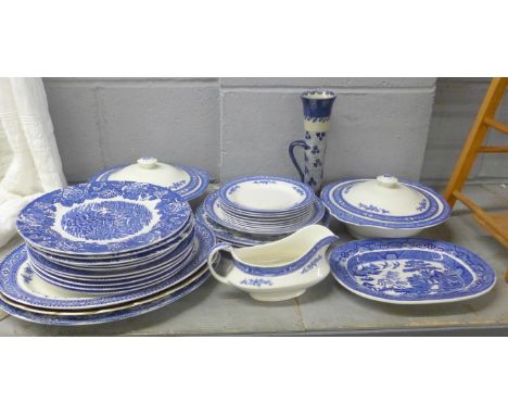 A collection of blue and white pattern china including an Elliott of London Arts and Crafts vase/pitcher **PLEASE NOTE THIS L