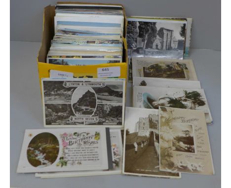 Postcards; a box of postcards, vintage to modern 