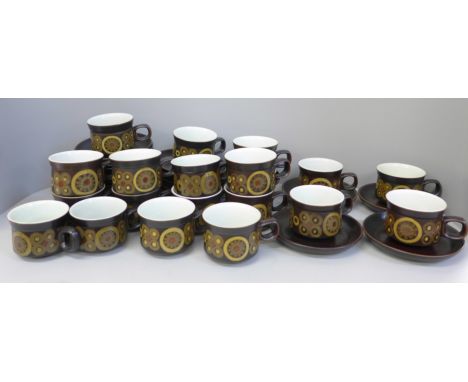 Twenty Denby Arabesque cups and saucers **PLEASE NOTE THIS LOT IS NOT ELIGIBLE FOR POSTING AND PACKING** 