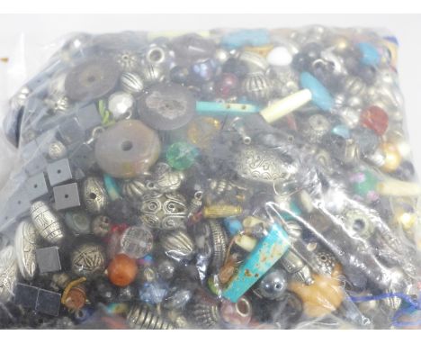 1050 Mixed beads; vintage glass, metal and hematite 