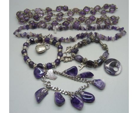 A collection of amethyst jewellery 