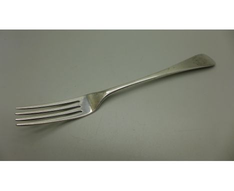A large silver serving fork, Newcastle 1798, Thomas Watson, 65g 