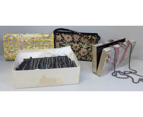 Four clutch bags, vintage and modern 