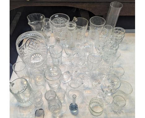 A mixed lot to include a collection of domestic glassware A/ to include wine glasses, vases, cut crystal, mixed tea sets A/F 