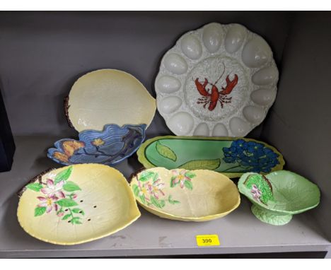 A collection of Carlton ware to include an Oyster dish decorated with a lobster together with Royal Worcester blush jug, a 19