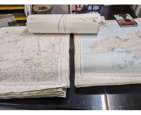 A quantity of Ordnance survey maps to include Land's End and Salisbury c 1960s/ 70s 