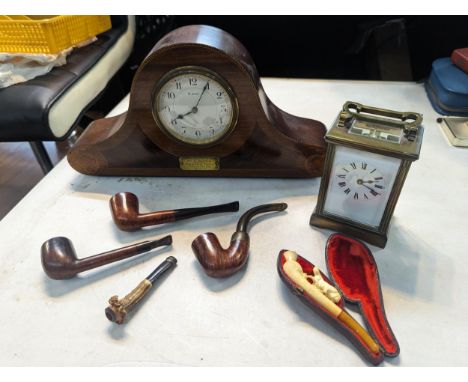 A group of mixed smoking pipes to include a Lovat pipe, Craftsman, Peterson Dublin example having silver collar and others, a