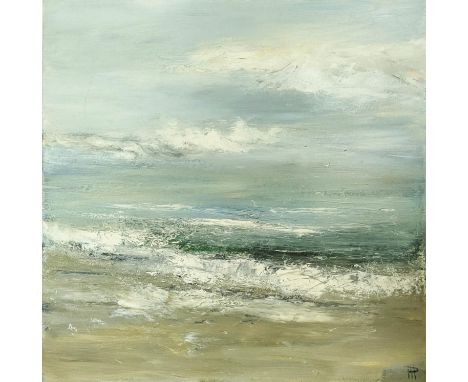 CONTEMPORARY SCHOOL, untitled seascape, oil on canvas, indistinctly signed, 101cm x 101cm. 
