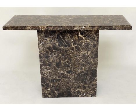 CONSOLE TABLE, contemporary rectangular marble veneered on conforming plinth support, 110cm x 40cm x 77cm H. 