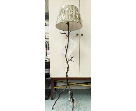 COX SAPLING FLOOR LAMP, 179cm H bronzed wrought iron with a shade. 