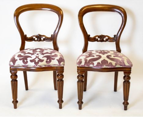 DINING CHAIRS by Frank Hudson &amp; Son Ltd, a set of ten Victorian style mahogany with silver and cut mauve velvet seats. (1