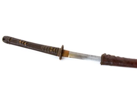 A nineteenth century military katana, 68cm blade possibly old family blade re-finished for military use, ring pommel (ring mi