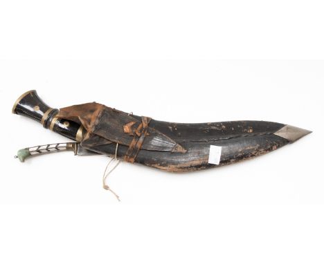 Two Eastern knives, to include a modern commercial kukri, unmarked 31cm blade, one ornamental bi-knife and a small nineteenth