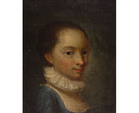 Attributed to Perroneau, Jean Baptiste (French) (1715-1783), head and shoulders portrait of a young boy wearing a ruff, oils 