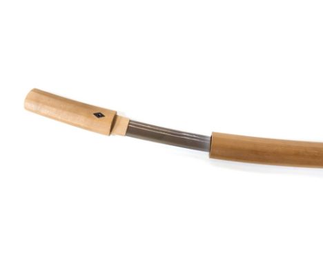 A modern wakisashi blade in blade carrying scabbard, blade 36cm long excluding tang, fullered blade with two fullers each sid