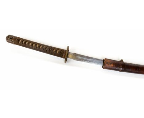 A nineteenth century katana, 68cm blade, tang not inspected, blade with visible hamon, possibly an old family blade re-finish