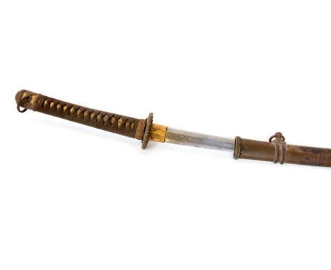 A nineteenth century military katana, 68cm blade, (visible hamon and considerable remaining polish), hilt shagreen covered wi