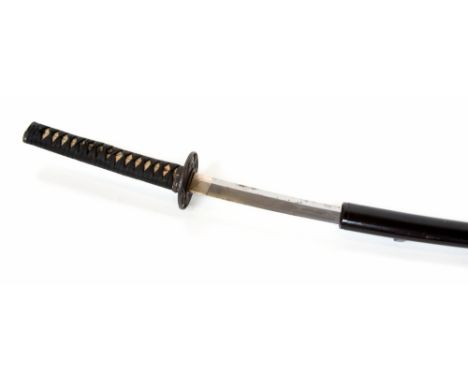 A twentieth century katana, 68cm blade, no visible signature to tang, hilt shagreen covered with cloth binding and two menuki