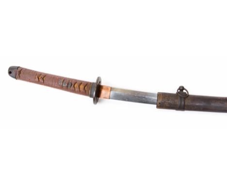 A nineteenth century military katana, 68cm blade, possibly old family blade re-finished for military use, tang not examined, 