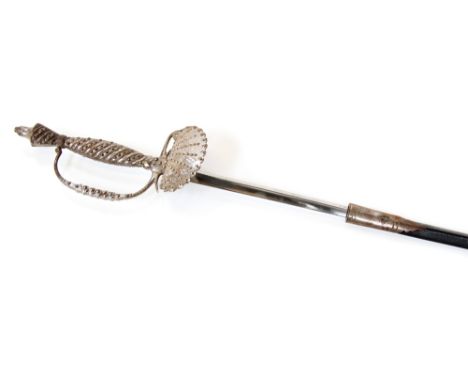 A court/small sword, 83cm triangular fluted blade, no markings/maker, steel hilt of typical form with shell guard with platin